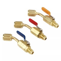 1/4″ SAE Angled Small Ball Valve 3PCS AC Refrigerant Charging Hoses