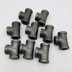 LOT OF 9-INDONESIA TSP 1/2″ REDUCING TEES MALLEABLE CAST IRON PIPE FITTING
