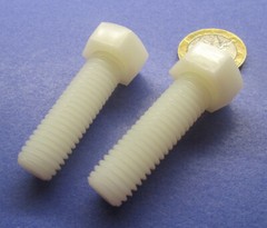 Tap Bolt, FT, Nylon, Metric, Natural M12x 1.75 x 40 mm Length, 10 pc