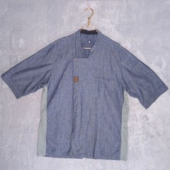 TILIT NYC Sashiko Stitch Blue Chef’s Coat Size 2XL Breathable Hidden Snap Front