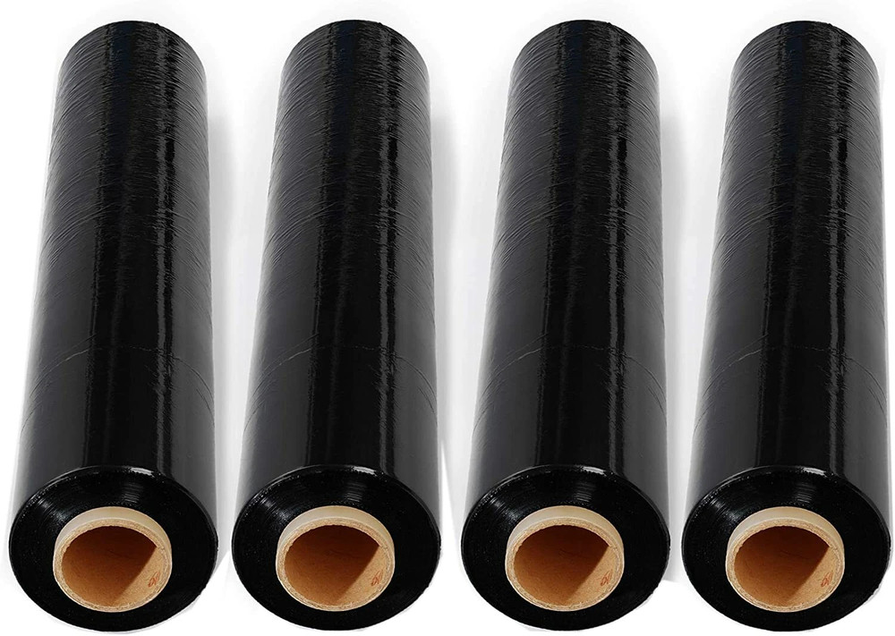 80 GAUGE – 4 Rolls Black Shrink Wrap Stretch Film 18″ X 1000′ Total 4000 FT