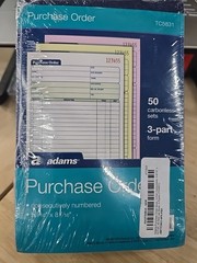 Adams TC5831 Purchase Order Book, 3-Part, Carbonless, 50 Sets Per Book : 4 Books
