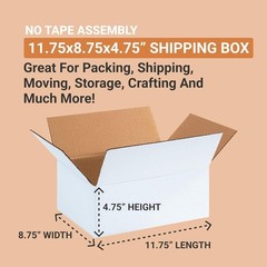 White Shipping Boxes 11 1/4″L x 8 3/4″W x 6″H (25 Pack) Small to Medium Maili…