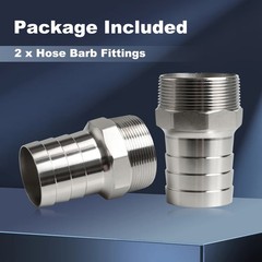 2″ to 2″ NPT Male Hose Barb Connectors 2Pcs for Gas Air Water Pipes