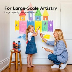 14 Colors Acrylic Paint Set (500 ml/16.9 oz Large Bottles), Non-Toxic for Kid…