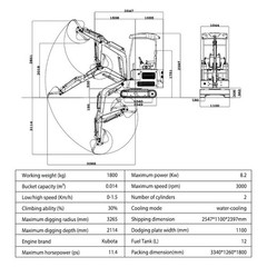 4,000 lbs Mini Excavator | KUBOTA Diesel Engine | Hydraulic Thumb，Compact Digger