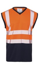 New Mens Hi Viz Vis Hi Visibility Vest Top Safety Work Wear Crew V Neck T-Shirt