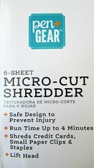 Pen+Gear Paper Shredder 6-Sheet Micro Cut Credit Card, CD, DVD Shredding Machine