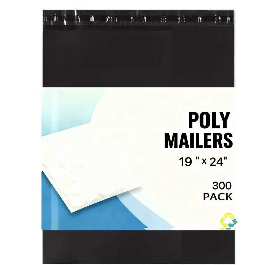 #7 19×24 Poly Mailers Envelopes Shipping Bags Black 300 Pieces