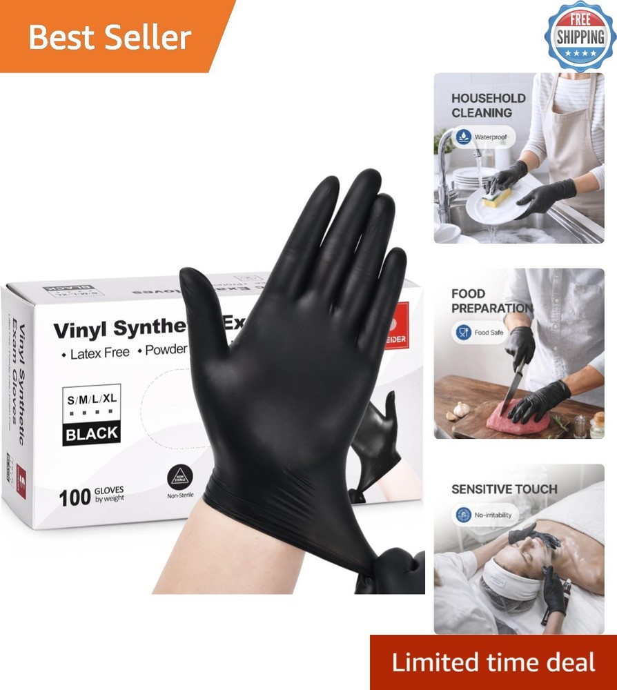 Vinyl Synthetic Exam Gloves – 4 Mil Latex-Free, Food Safe & Waterproof XL (10…