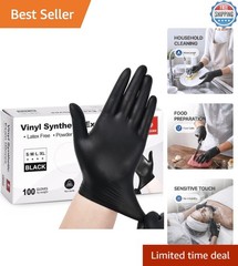 Vinyl Synthetic Exam Gloves – 4 Mil Latex-Free, Food Safe & Waterproof XL (10…
