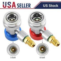 2Pack R134A Quick Connector Adapter Coupler Auto AC Manifold Gauge Low/High HVAC