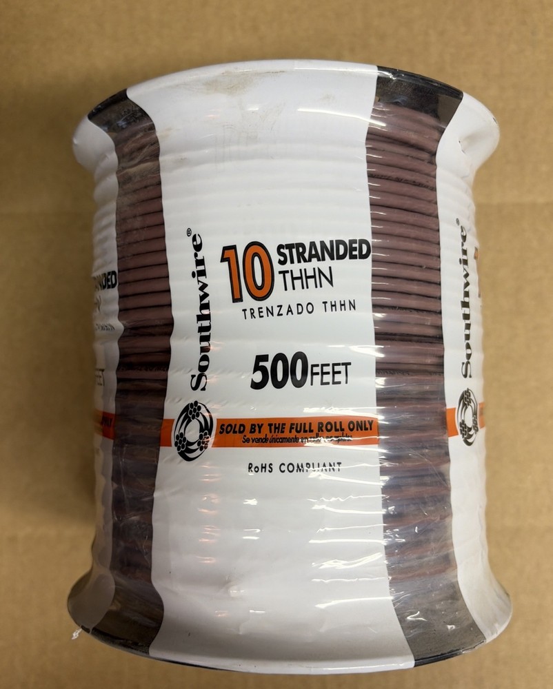 Southwire 500-ft 10-AWG Brown Stranded Copper Thhn Wire Roll 22980757 – NEW