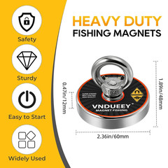 Magnet Fishing Kit, 500Lbs(227Kg) Fishing Magnets with Rope – Includes Pulling F