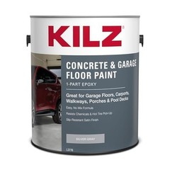 KILZ 1-Part Epoxy Acrylic Concrete & Garage Floor Paint, Silver Gray, Satin, …