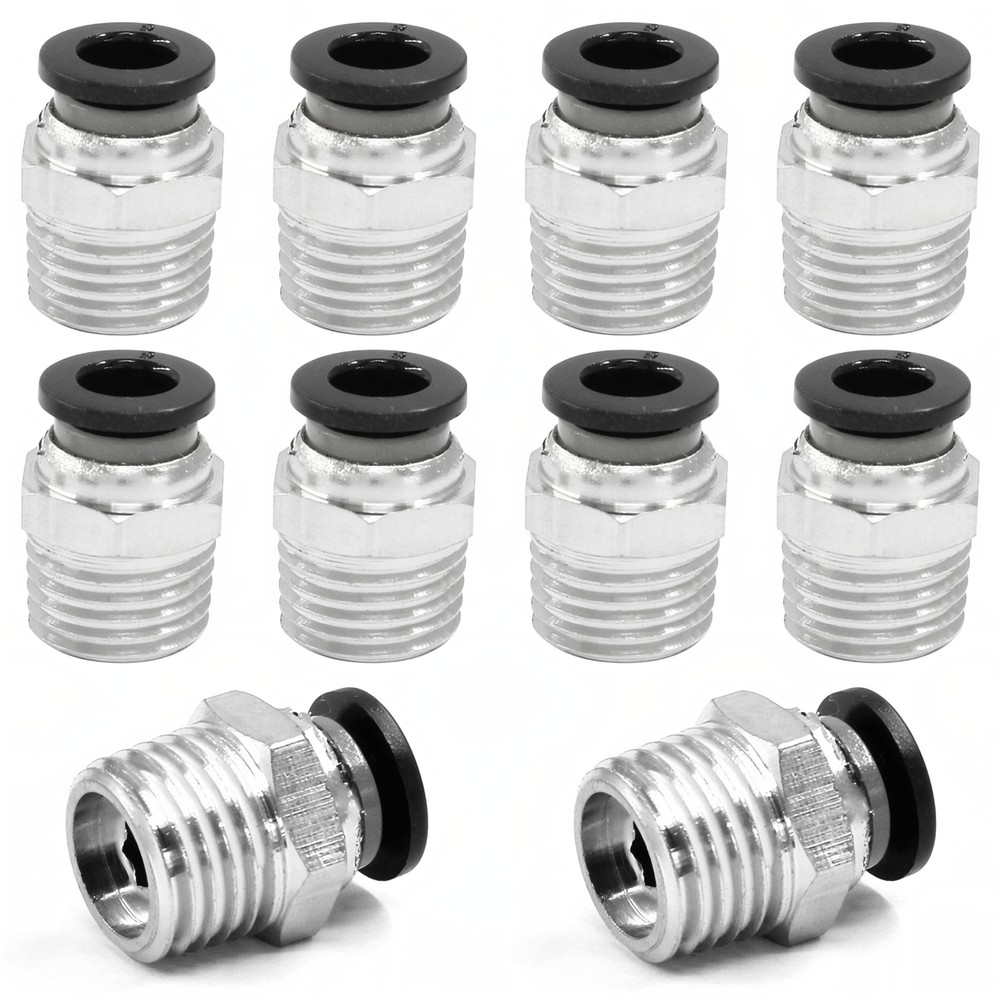 10 Pcs Push to Connect Fittings 6mm Tube OD x 1/4 Inch NPT Thread, Male Straight