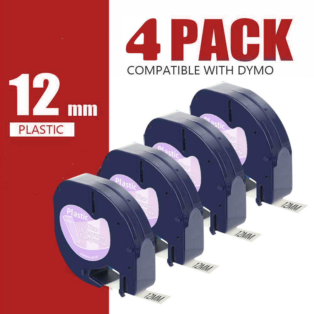 Dymo4 PK 16952 LetraTag Refills Compatible Clear Label Tape Label Maker 12mm LT