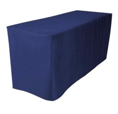 8′ ft. Fitted Polyester Tablecloth Trade show Booth Wedding DJ Table Cover Navy