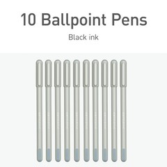 Pentonic 10 Count Fine Point Ballpoint Pens Gray Barrel Black Ink 0.7mm