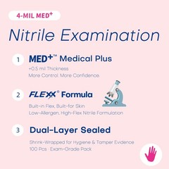 Supmedic Nitrile Exam Gloves, 4 Mil 100 Pcs Medium, Medium (Rose Orchid)