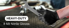 Black 8 Mil Nitrile Gloves X Large 50 Pack – Heavy Duty Mechanic Gloves, with