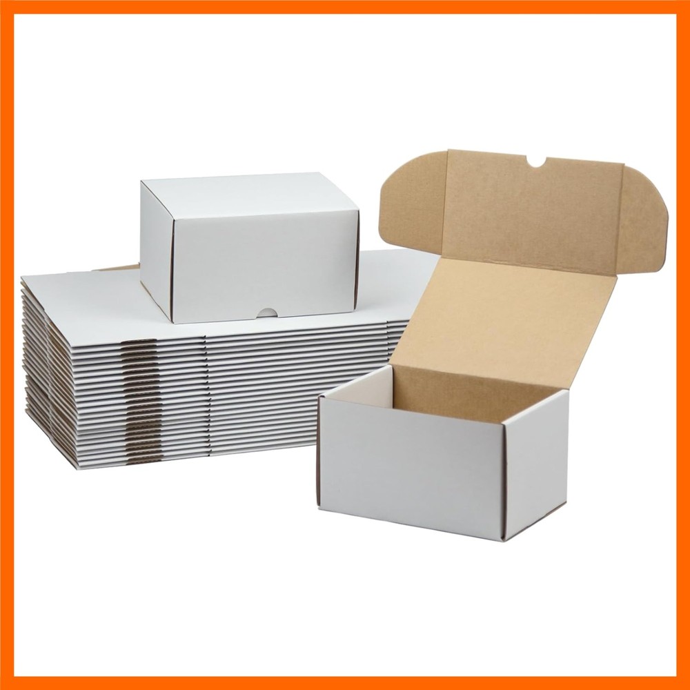 7x5x4 Inches Shipping Boxes Set of 25, White Corrugated Cardboard Box Literat…