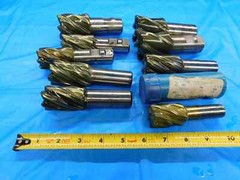 LOT OF 9 HSS SQUARE / CORNER RADIUS END MILLS VARIOUS SIZES UP TO 1 3/4″ 1.75