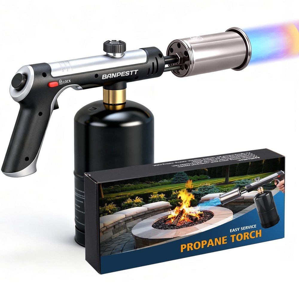 Powerful Propane Torch Gun with One-Tap Max Power & Safety Lock, Adjustable F…