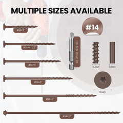 #14 * 8 Heavy-Duty Wood Screws（14Pcs/1Lb, Star Drive Structural Wood Screw, Rust