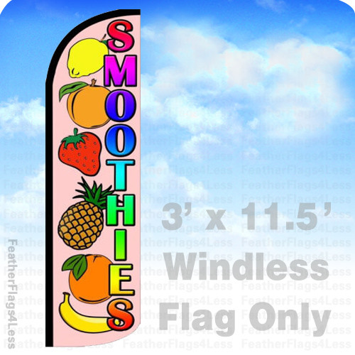 SMOOTHIES – Windless Swooper Flag Feather Banner Sign 3’x11.5′ (Fruits) q