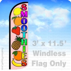 SMOOTHIES – Windless Swooper Flag Feather Banner Sign 3’x11.5′ (Fruits) q
