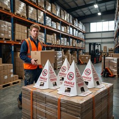 60-Pack Water-Resistant Do Not Stack Pallet Cones | Cardboard Shipping Alert Sig