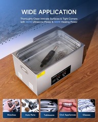 CREWORKS 22L Digital Ultrasonic Cleaning Machine with Heater and 22L, Black