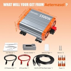 1500W Pure Sine Wave Power Inverter 12V to 110V 120V for LiFePO4 Lithium Battery