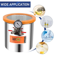 BACOENG 3 Gallon Tempered Glass Lid Vacuum Chamber, Stainless Steel Degassing