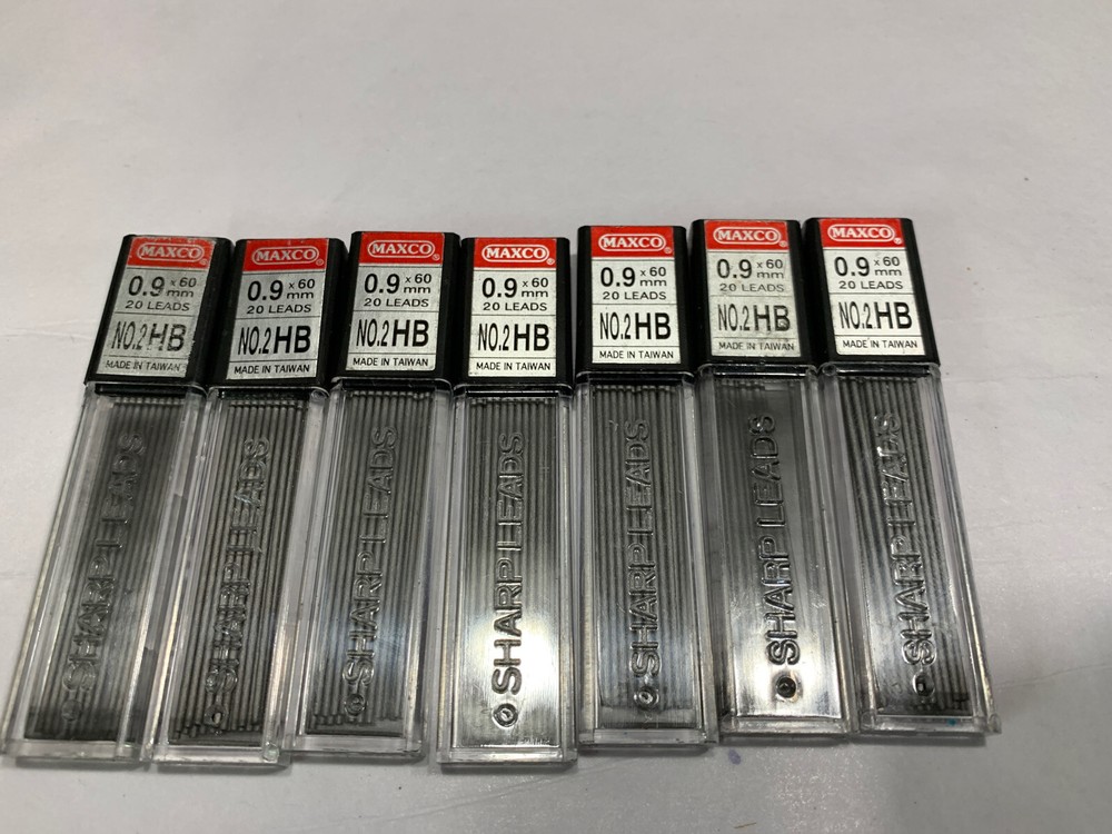 Maxco Mechanical Pencil Leads 0.9x60mm No.2HB 20 Leads Per Container Lot Of 7