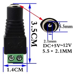 Dc 5.5 X 2.1mm Adapter 2.1 X5.5mm Female Barrel Power Jack To 2 Pin/way Female B