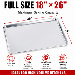 12 Pack Full Size Aluminum 18″x 26″ Bun Sheet Baking Pan Wire Rim Commercial CPS