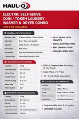 25KG Commercial Laundry Washer Dryer Combo Coin Operated Laundromat business