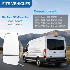 Driver Left Side Upper & Lower Mirror Glass for Ford Transit 150 250 350 2015-20