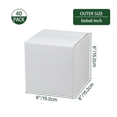 6x6x6 Inches Shipping Boxes Set of 40, White Corrugated Cardboard Box Literat…