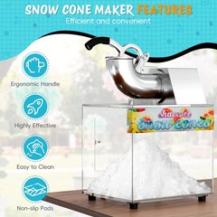 48L Snow Cone Machine, 500LB/H Commercial Shaved Ice Machine for Snow Cones, …