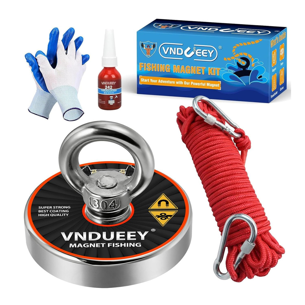 Magnet Fishing Kit, 500Lbs(227Kg) Fishing Magnets with Rope – Includes Pulling F