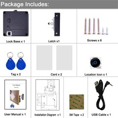 RFID Lock Electronic Cabinet Lock, Hidden DIY with USB 1 Pack, Black