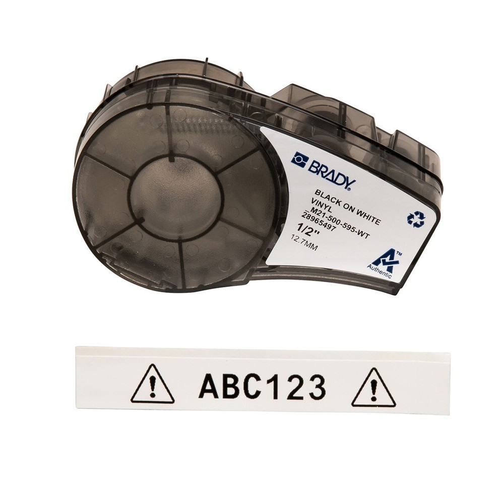 Brady 142807 BMP21 Series Indoor/Outdoor Vinyl Labels with Ribbon M21-500-595-WT