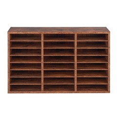 Uimoso Wooden Literature Organizer 24 Compartments Removable Shelves Dark Brown