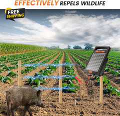 10-Mile Solar Electric Fence Charger 0.18 Joule Day/Night Mode for Livestock