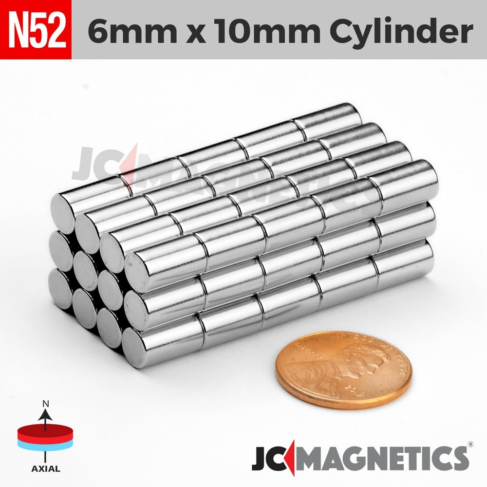 6mm x 10mm N52 Super Strong Cylinder Disc Rare Earth Neodymium Magnet 6x10mm