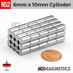 6mm x 10mm N52 Super Strong Cylinder Disc Rare Earth Neodymium Magnet 6x10mm
