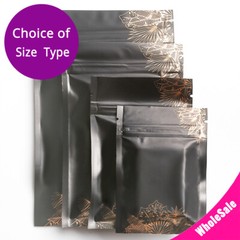 Multi-size Matte Black Foil Mylar Flat Zip Lock Pouch Bag w/ Printing&Tear Notch